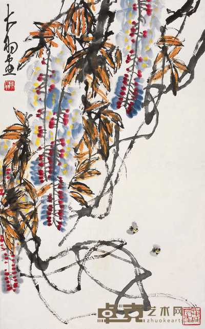 陈大羽 紫藤 镜心 96.5×59.5cm